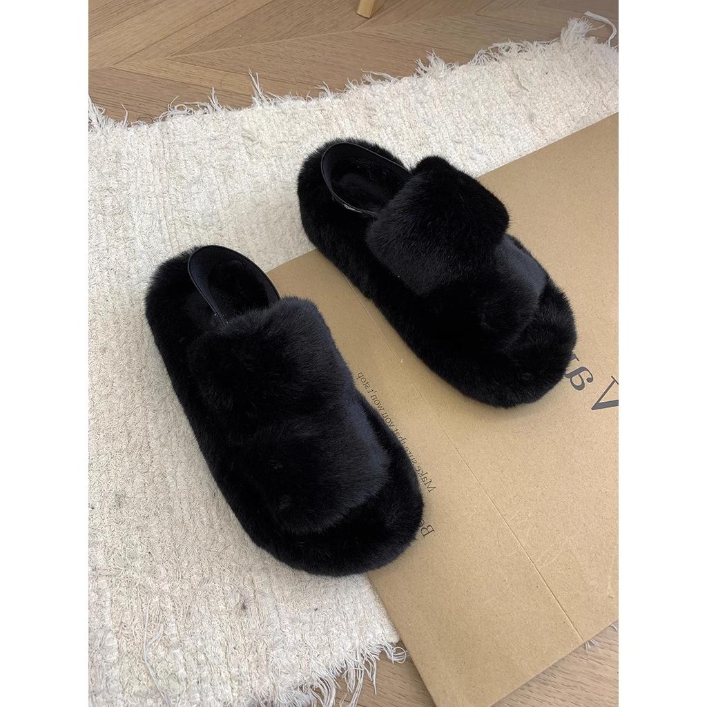 Casual soft-soled slippers women wear in autumn and winter, new thick-soled Mao Mao drags out and steps on shit, Internet celebrities popular Mao Mao