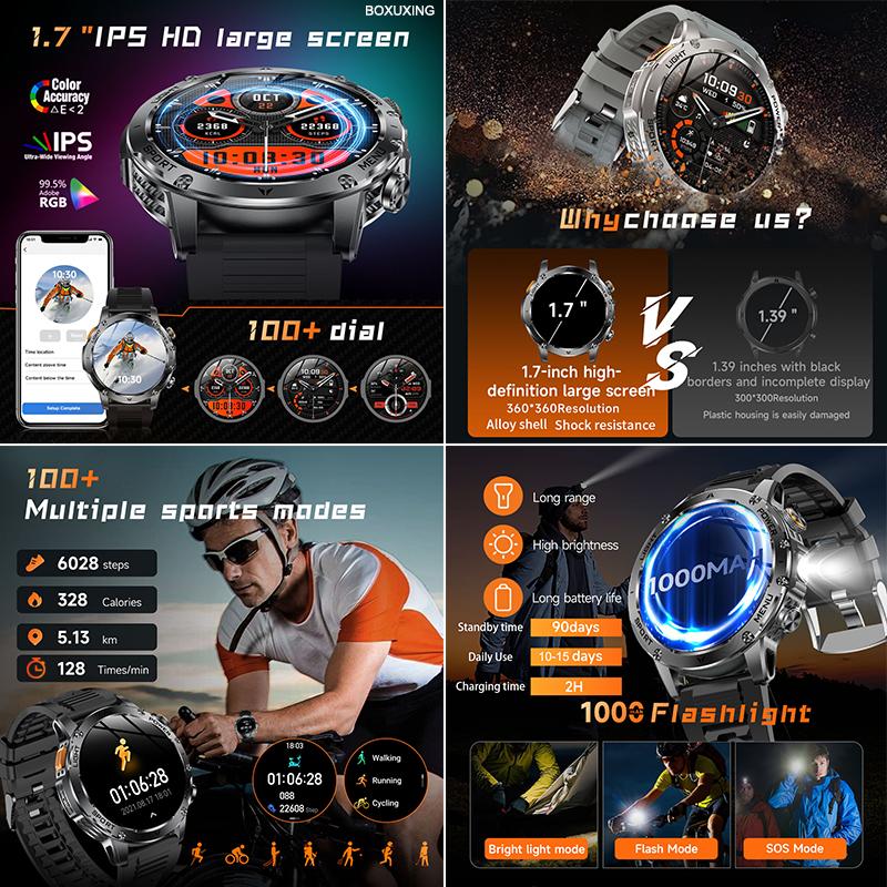 New T-Rex 3 Ultra Military Grade 1000mAh Battery Smart Watch Men IP68 Waterproof Sports Fitness Bluetooth Call AMOLED Smartwatch