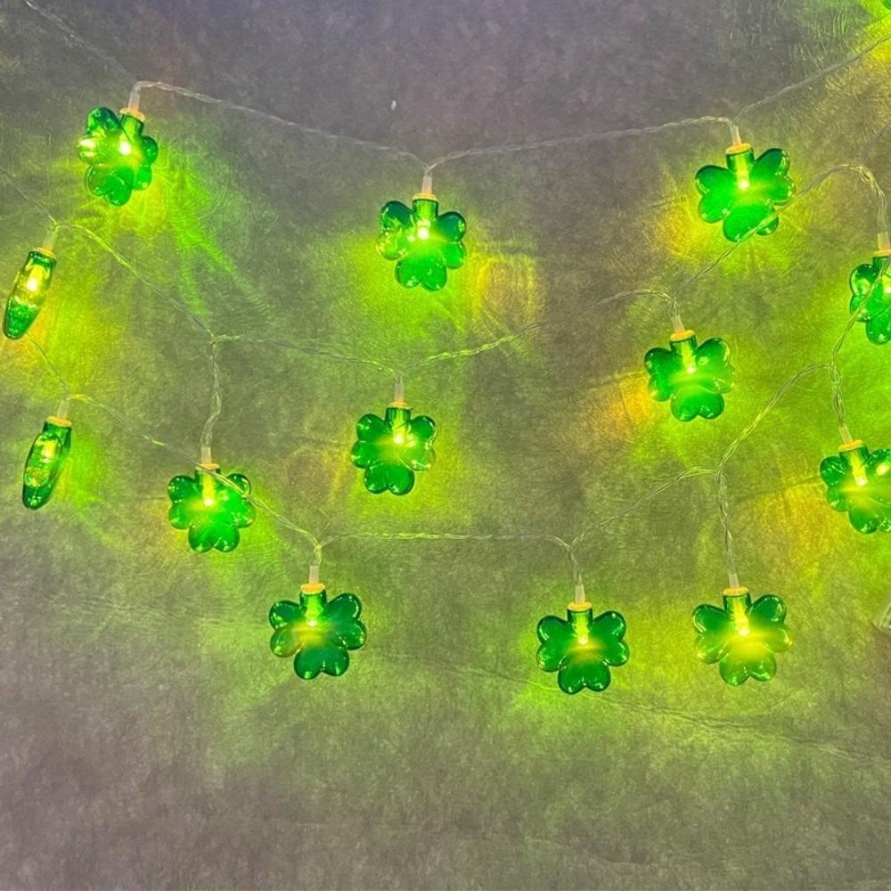 

Battery Operated Green Lights St Patricks Day String Lights New 3D Shamrocks Lights Indoor Decor USB-2m