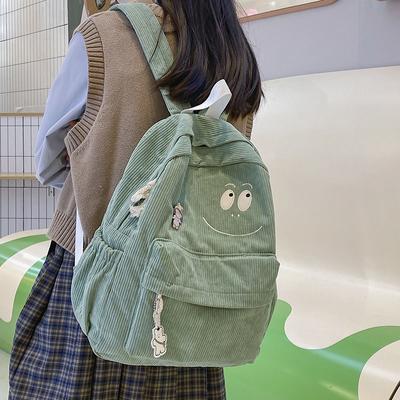 Batoh Manšestrový Batoh Smiley Student Schoolbag Jednobarevné Casual