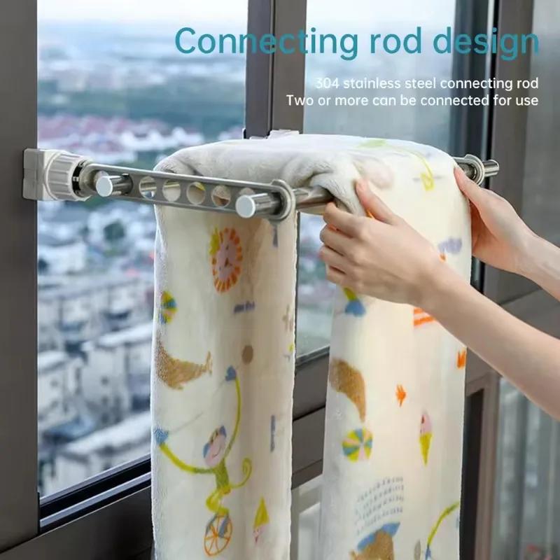 Trockenständer Badezimmertür- und Fensterständer Achtloch-Kleiderständer Balkonfenster Multifunktional Tragbare Kleiderstange