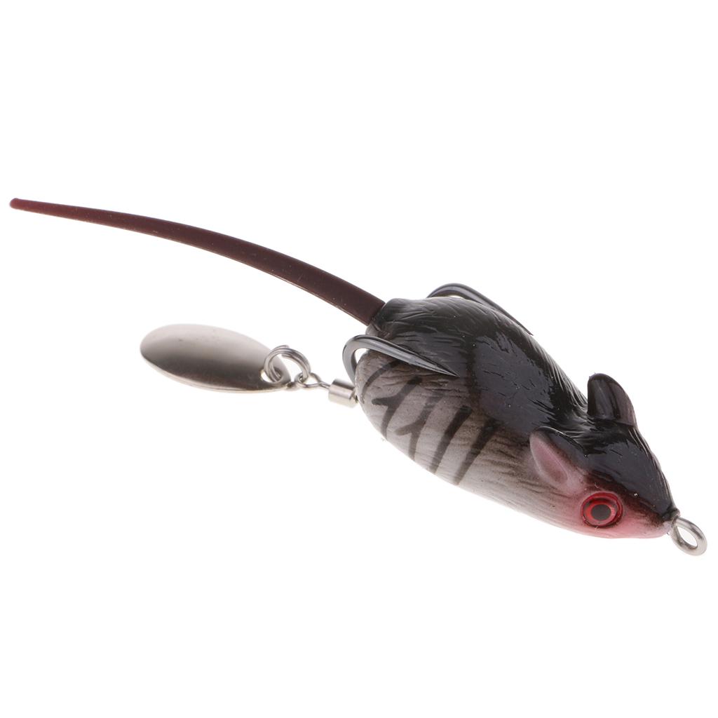 Artificial Topwater Mouse Fishing Soft Lures Baits with Double Hooks Fishing Accessory Dark Grey Fishing Lure