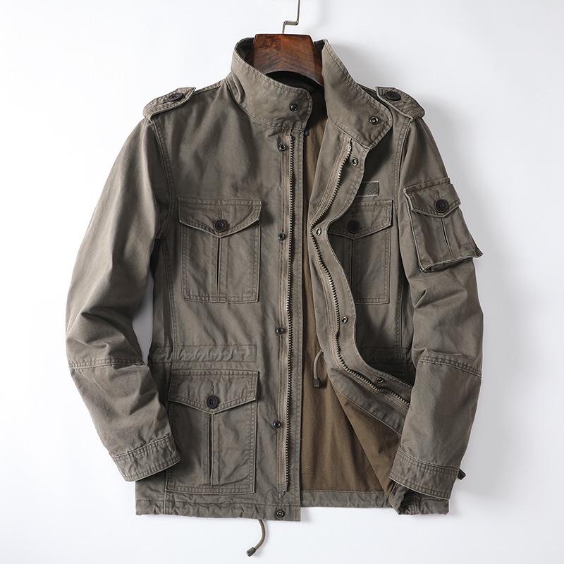 

Men s Retro Cotton Jacket - European & American Style, Spring/Autumn, Casual & Loose Fit, Zipper Closure M Large