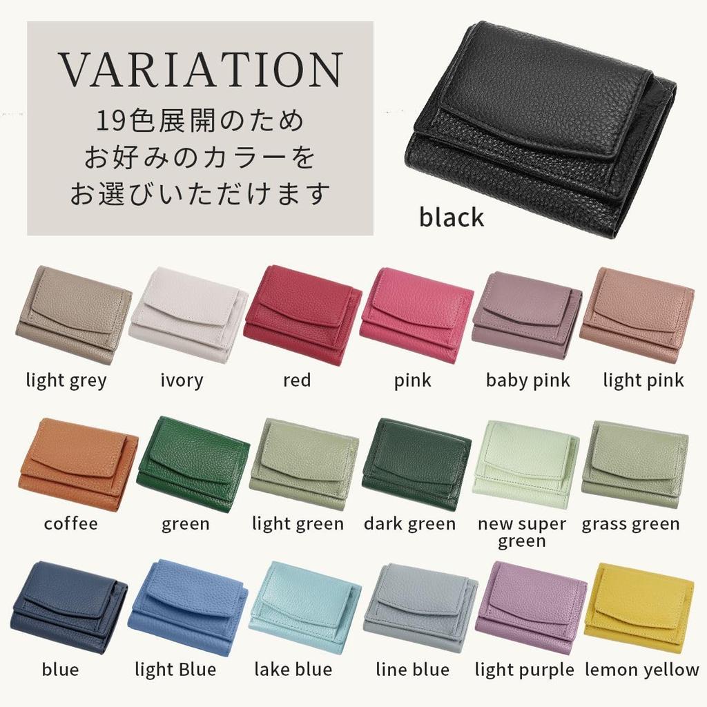 Grooblue Women's Compact Tri-Fold Wallet with Coin Purse, Genuine Leather, Slim, Lightweight, Cute, Easy To Use, Anti-Skimming, Gift, Blue