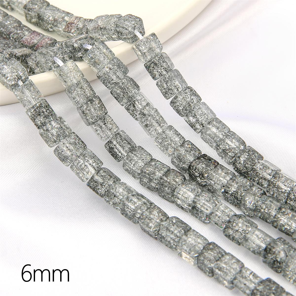 

59шт 6 мм квадратные стеклянные бусины-кубы с кракле для изготовления ювелирных изделий DIY браслет ожерелье серый