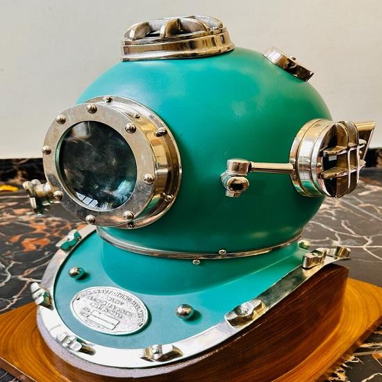 Nautischer Taucherhelm mit grüner Beschichtung, ideal für Tiefseetaucher, maritime Dekoration und Tauchbegeisterte – das perfekte Geschenk!