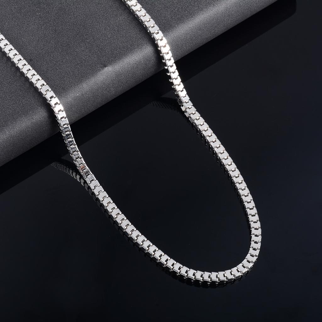 Herren Quadratische Kastenkette Edelstahl Lange Halskette für Frauen Damen Gold/Kupferfarben Choker am Hals Schmuckzubehör