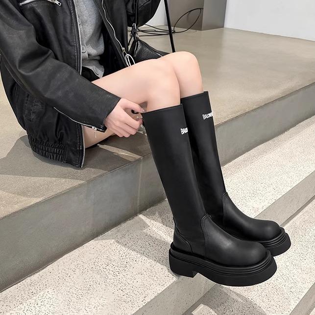 Paris same platform Martin boots versatile British style alphabet knight boots small man but knee height boots women
