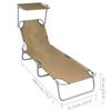VidaXL Chaise Longue Pliable avec Auvent Chaise Longue de Jardin Chaise Longue de Patio Chaise Longue de Terrasse Piscine 47773