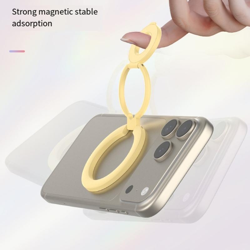 Folding Phone Grip Holder With Double Side Magnet Cellphone Stand For Multi Surfaces Mounting Finger Looped