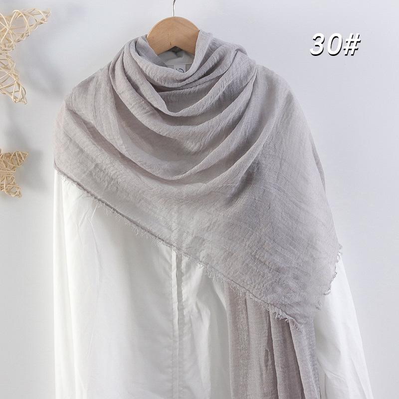 Women's Cotton Linen Silk Scarf - All-Season, Solid Color, Versatile Head and Sunshade Wrap