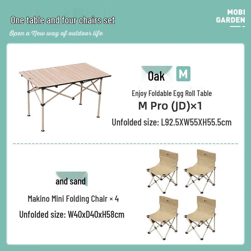 MOBIGARDEN Outdoor Portable Folding Table and 4 Chairs Set