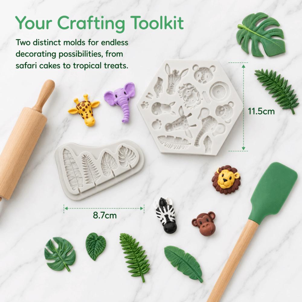 Silicone Silicone Baking Mold Forest Animal Design Flexible Soft Animal Shape Mold Easy Demoulding Leaf Cake Decorating Mold