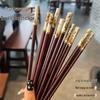 Red Sandalwood Non-Slip Wooden Chopsticks - Solid Wood, No Paint or Wax, Long Length, Family Pack.