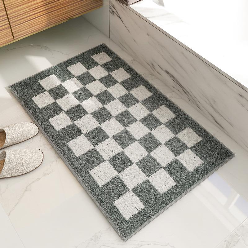 Checkered Bathroom Absorbent Anti-Slip Floor Mat