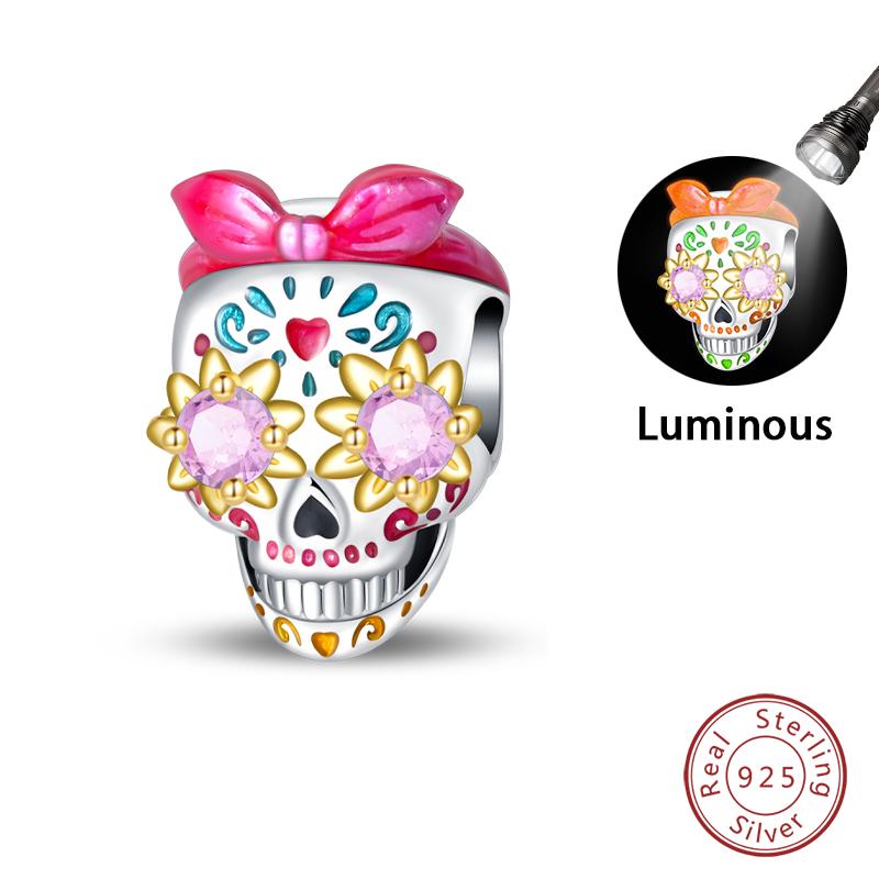 Copper Halloween Luminous Skull Little Elf Spider Bat Charms Beads Fit Qikaola Original Bracelets Diy Jewelry