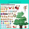 Wall Festive Christmas Decor Art Paper Cards Stickers Set With Pattern Tree