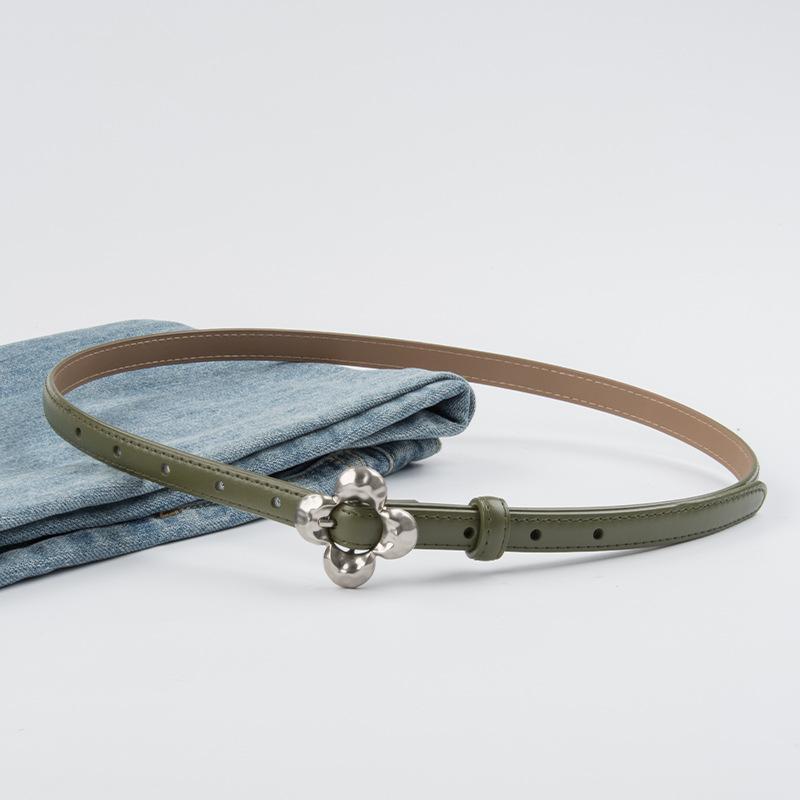 Flower Pin Buckle Leather Women'S Thin Belt Cowhide Women'S Jeans Casual Pants Women'S Belt
