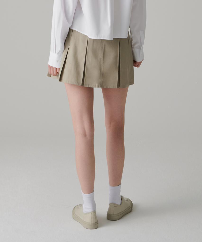 MUSINSA STANDARD WOMAN Women'S Cotton Pleated Mini Skirt [Beige]