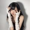 Guanti lunghi senza dita in pizzo con allacciatura a corsetto, Cosplay Gotico