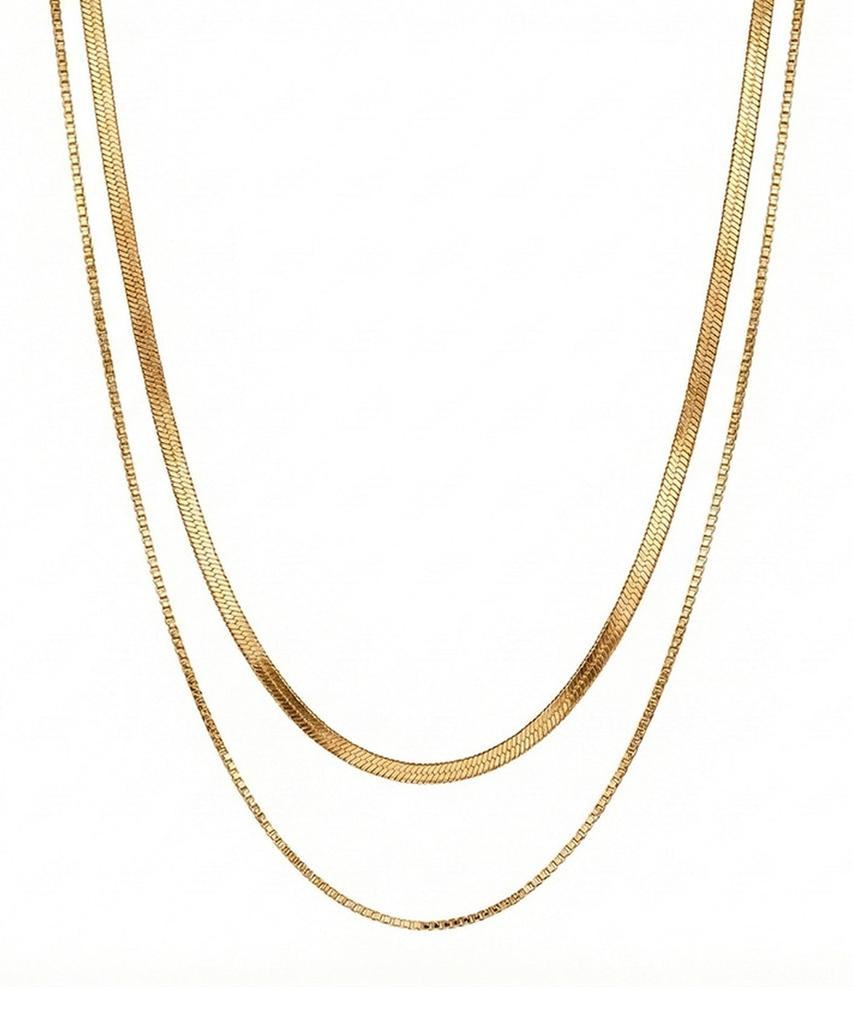 Alleun Silver 925 Square Snake Chain Layered Silver Chain Necklace