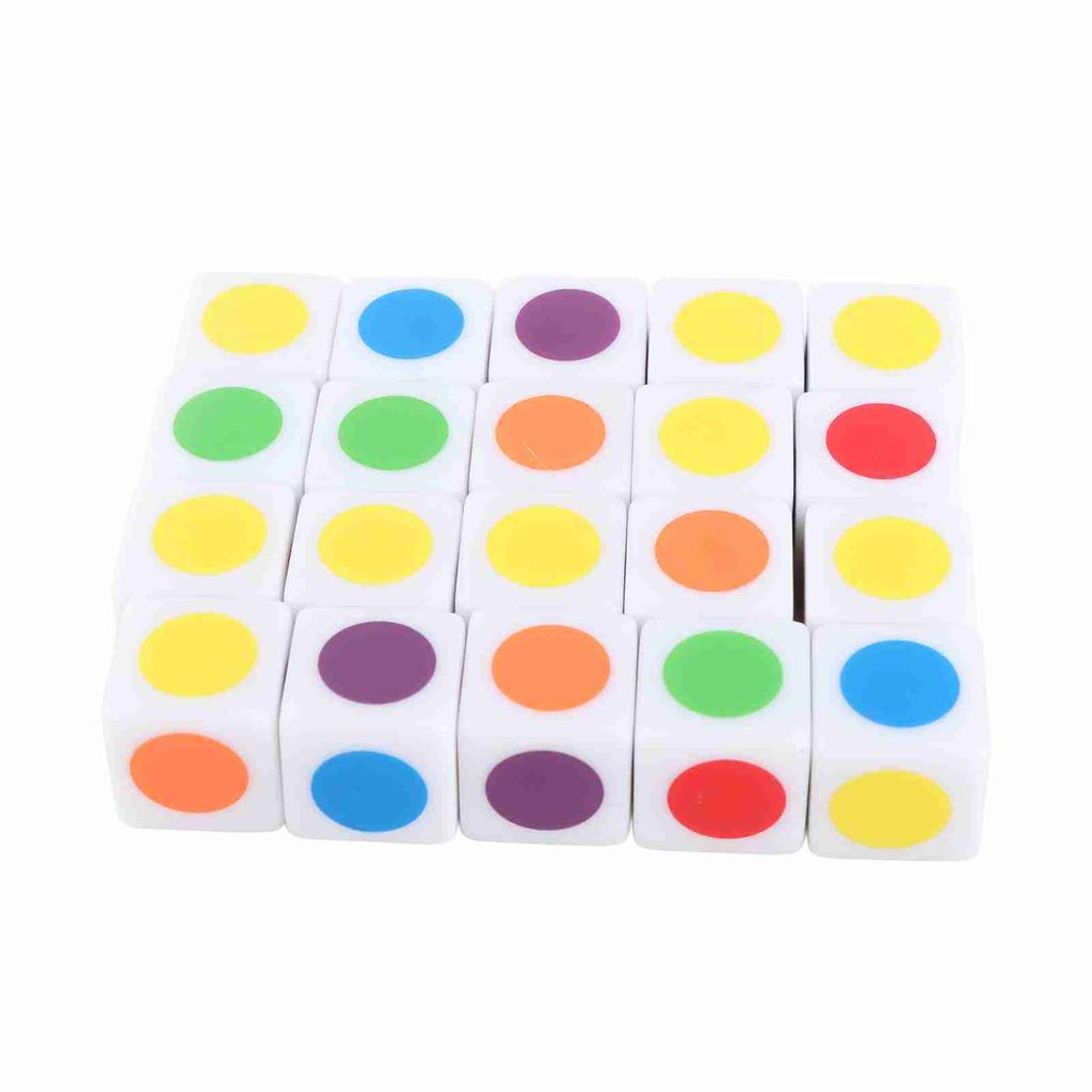 20Pcs Color Dot Dice 6 Colors Right Angle Teaching Dice for Board Games Digital Teaching