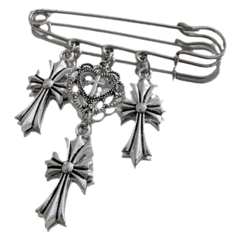 

Couple Cross Suit Brooch, Punk Fixed Clothes Pin For Men And Women. One Size срібний