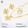 Stainless Steel Gold Flower Set Women 4pcs Necklace Earrings Bracelet Ring Cubic Zirconia Luxury Wedding Party Anniversary Gift