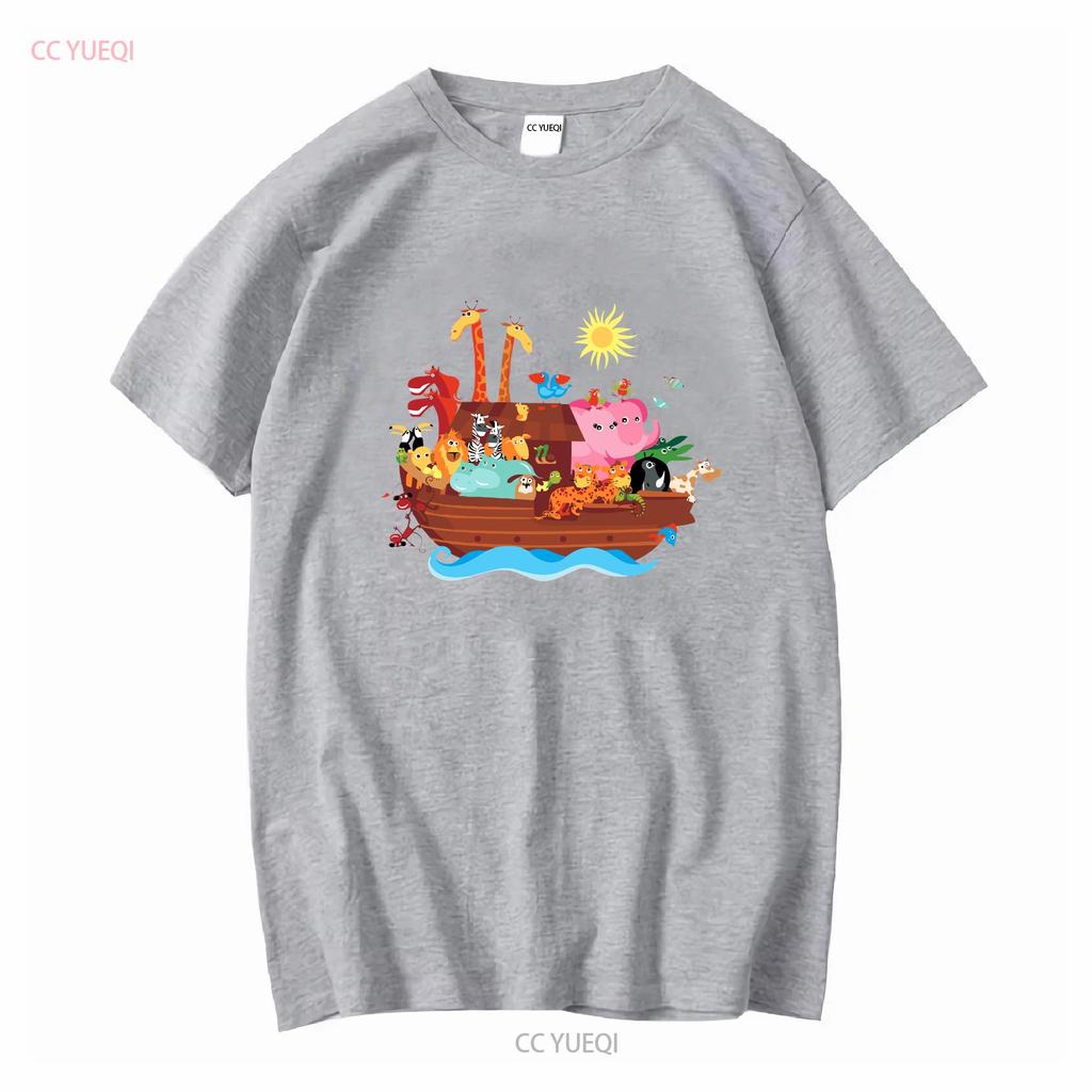 Inktastic Animal Ark Bible Story Christian Baby T Shirt Animals Noah Cute Ship long or short sleeves vintage Washed Versatile