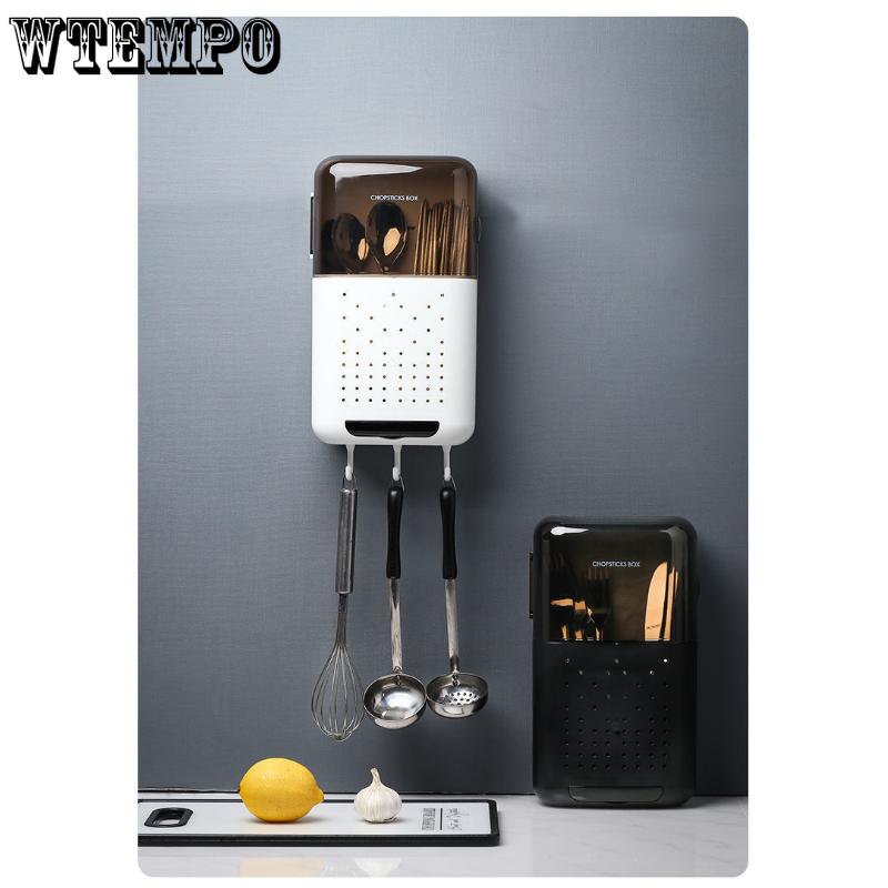 Wall Mounted Chopsticks Storage Box Kitchen Shelf Household Multifunctional Drain Rack