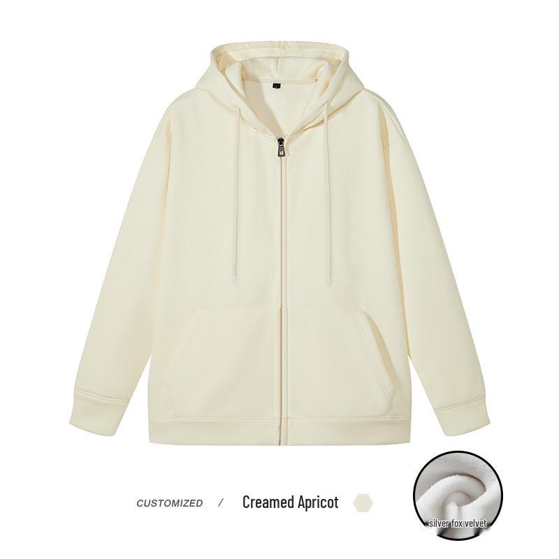 Men s Silver Fox Fleece-Lined Hooded Cardigan: 600g Heavyweight Zip-Up Sweatshirt for Autumn/Winter Triple Extra Large
