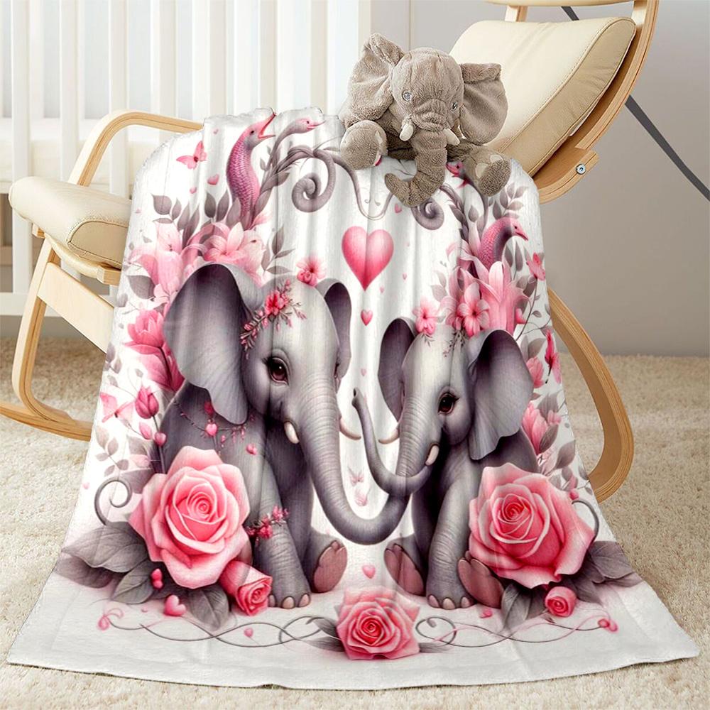 Colorful Elephant Garden Blanket Suitable for Offices, Travel, Living Rooms Also a Good Gift for Friends and Family Suitable for All Seasons.