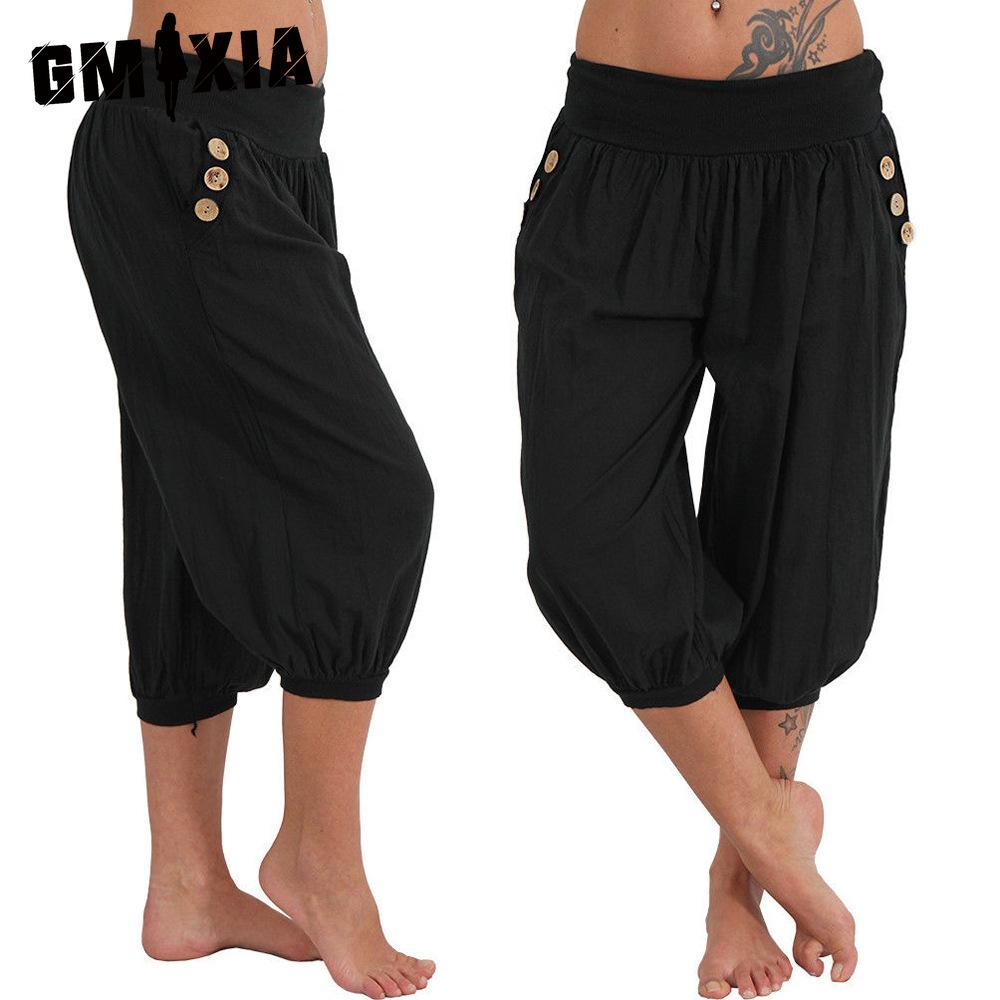 GMXIA Summer Women Cool Trousers Casual Loose Wide Leg Plus Size Pants Comfortable Leisure Pants