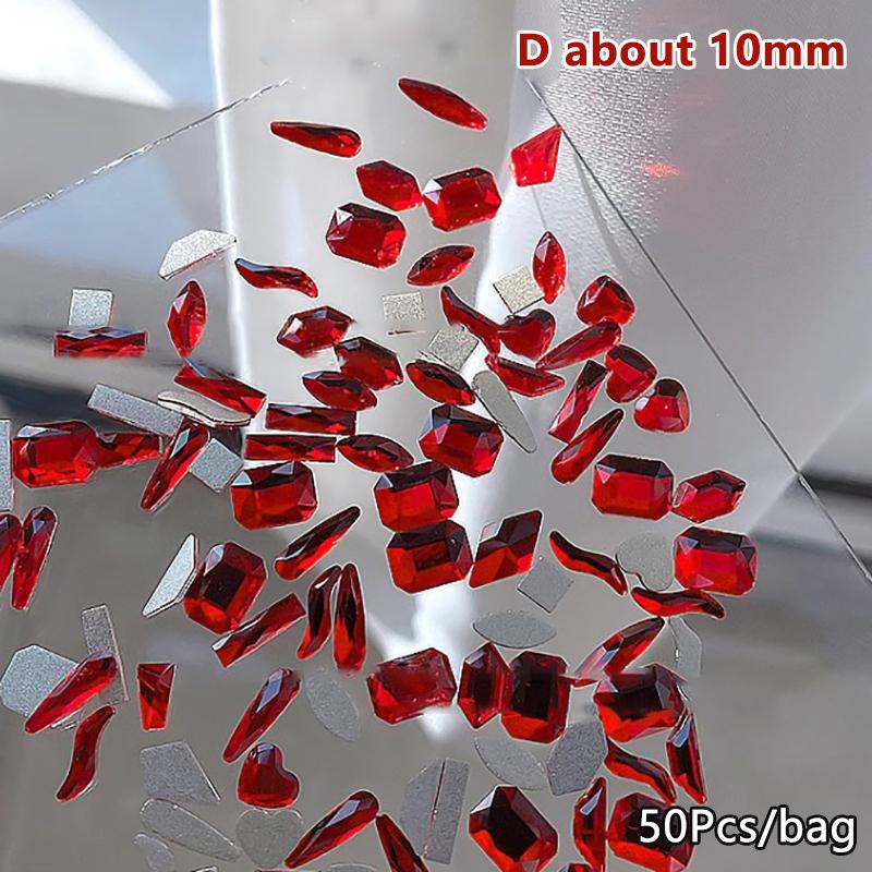 50 Stück Mini Rhombus Nagel Flache Unterseite Nagelkunst Edelsteine Schimmernde Maniküre Spitze 3D Nagelkunst Dekoration