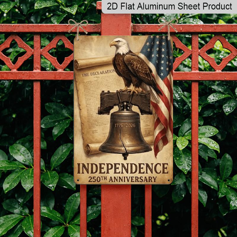 2D Flat, 7.87*11.8 Inch Retro America 250th Anniversary Aluminum Wall Sign - Suitable for All Indoor/Outdoor Decoration, Commemorative Plaque with