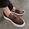 New Shoes for Men Leather Casual Shoes Fashion Tassels Flat Skateboard Shoes Comfortable Checked Slip-on Loafers 38-46