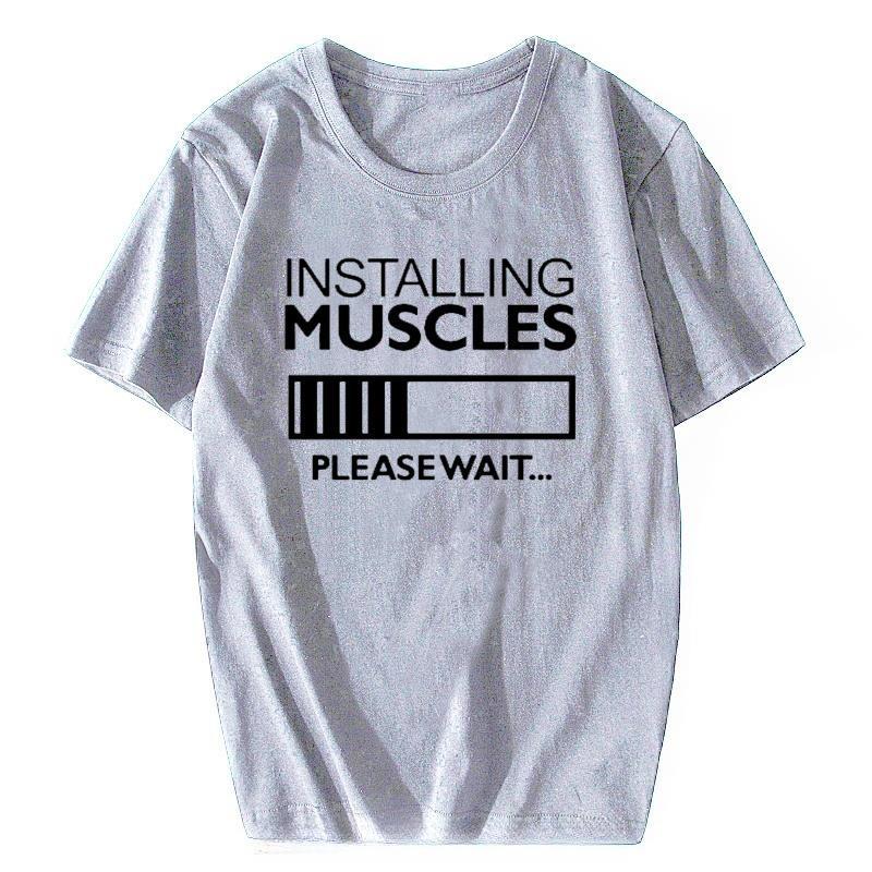 Summer New Unisexs Printed Sports Tshirt Muscle Shirt Outdoor Sports Fitness Top Vintage Cotton Roundneck Casual Clothing