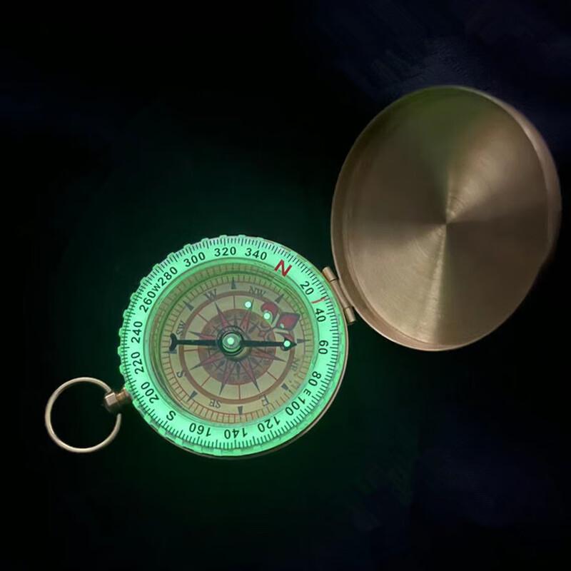 Outdoor Brass Pocket Compass with Luminous Dial