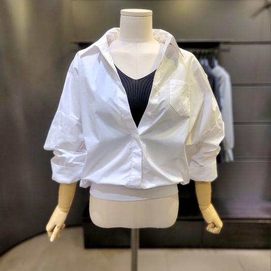 Sisley Loose Fit Shirt with Banded Hem SAWSF6431-1