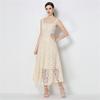 Elegant Sommer Heklet Broderi Blonder Lange Kjoler Dame   Sexy Tynn Stropp Kveldsfestkjole Vestidos De Fiesta