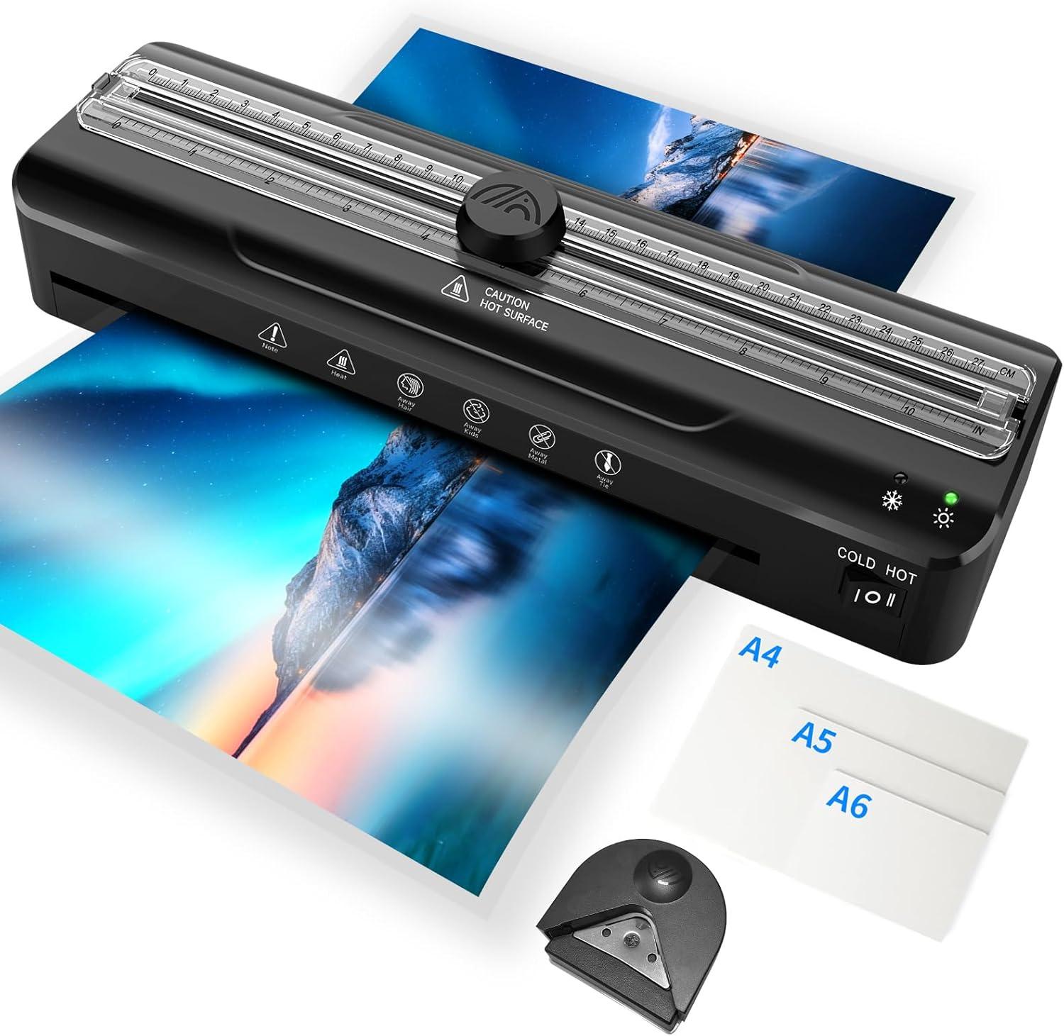 

FNL009 A4 Laminator Machine Multifunctional Photo Document Laminating Device with A4 A5 A6 Films and Corner Rounder A