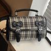Korean ins small bag women 2025 new retro plaid portable pillow bag niche texture commuter messenger bag
