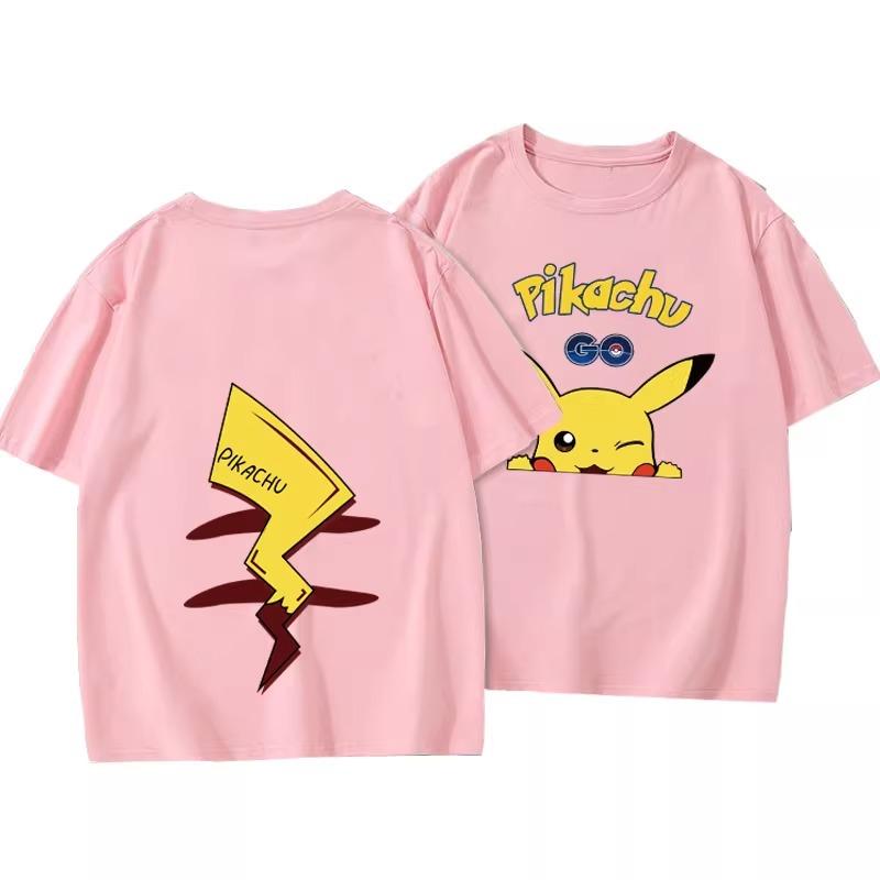Potdemiel Summer New Pikachu Children's 100% Cotton T-Shirt, Boys and Girls Tops, Comfortable and Breathable Children's Clothing