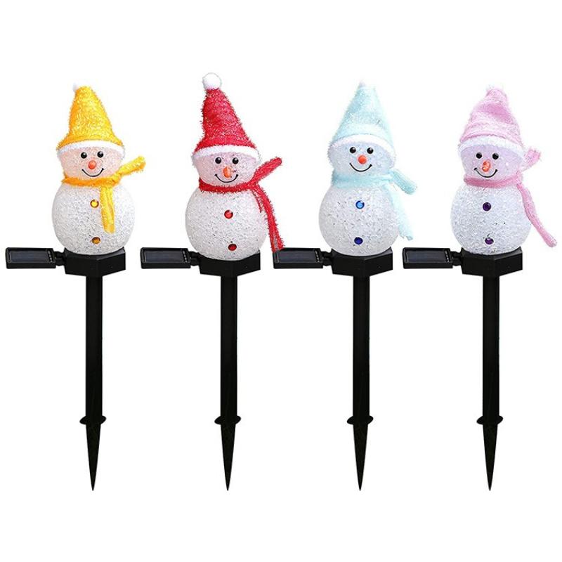 1Pc Solar Snowman Plug-in Light Christmas Decoration Atmosphere Outdoor Garden Lawn Light Christmas Night Light Snowman
