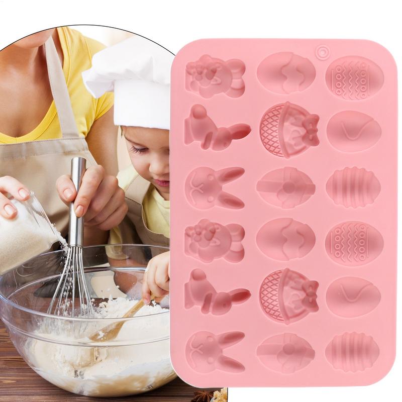 Easter Silicone Cookie Mold Chocolate Molds Bunny Egg Silicone Baking Mold Egg Pattern Resin Molds Safe Bunny Cookie Molds For