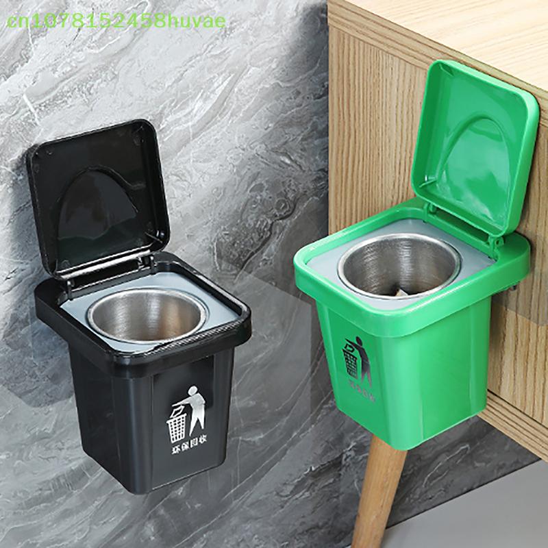 Bathroom Ashtray with Lid; Stainless Steel, Wall-Hanging, Trash Can Style Anti-Fly Ashtray