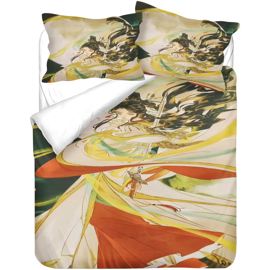 Heaven Official's Blessing Anime Bedding Set, Polyester Digital Print Duvet Cover, Zipper Closure Machine Washable Kids Decor