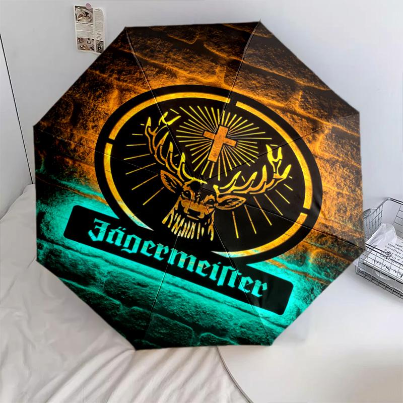 Jägermeister Emblem Glow Folding Umbrella Durable Suitable for All Seasons Outdoor Umbrella Travel