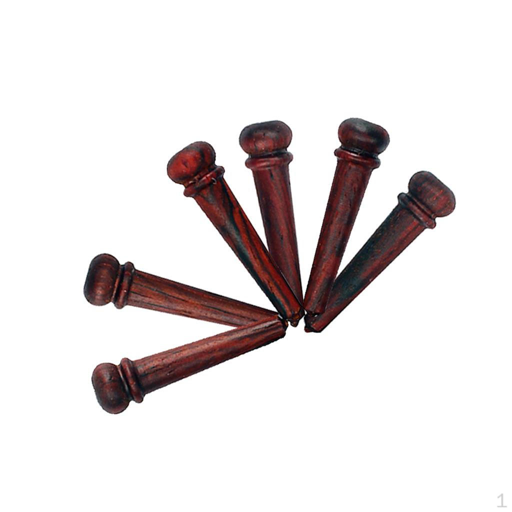 6pcs Durable Rosewood Acoustic Guitar Bridge Pins String Pegs for DIY Parts
