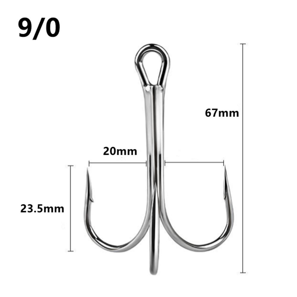 10 gab./kastē Milzīgi Trīskāršie Āķi 4X Stipri 6/0#-10/0# Zivju āķis Ass Ar atskabarpām Oglekļa tērauda Enkura piederumi Apaļš Loksnes leņķis Lielām zivīm